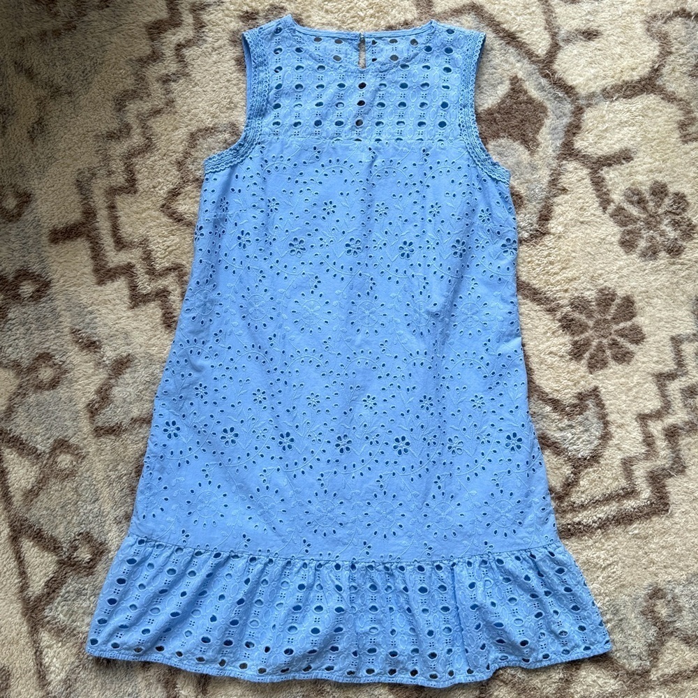 LOFT Blue Eyelet Tiered Ruffle Mini Dress Size 4